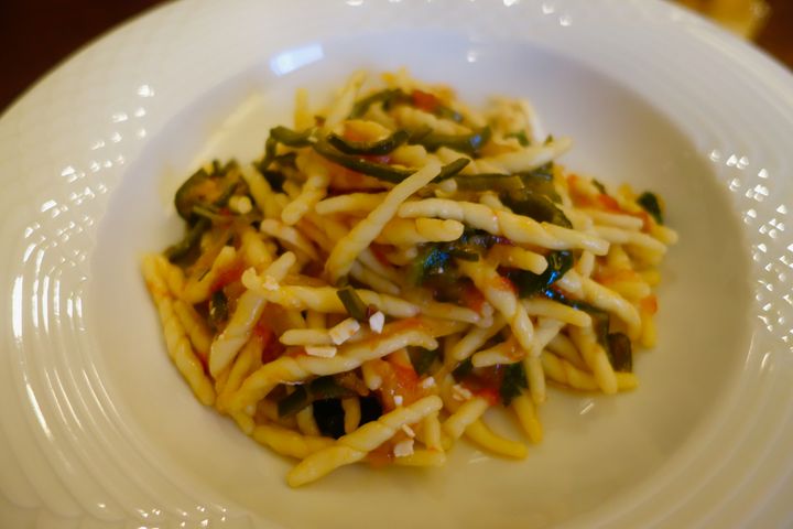 Trofie with poblano peppers