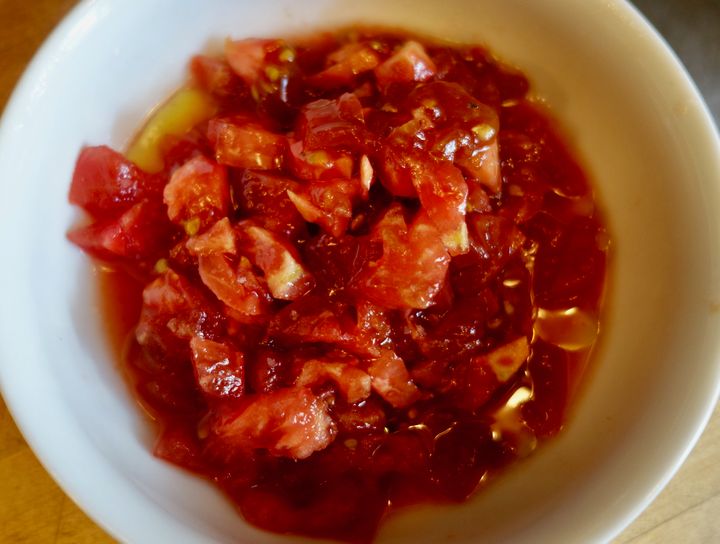 A chopped peeled tomato will add savoriness and moisture
