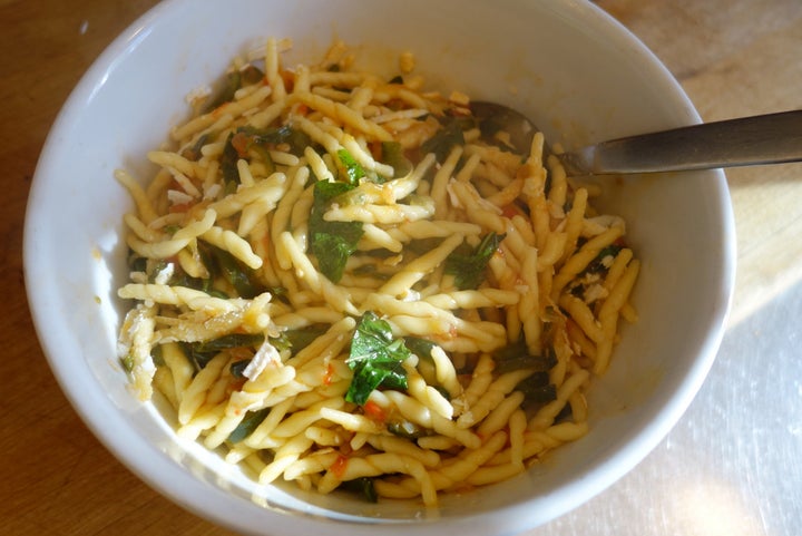 <p>Stir in a handful of coarsely grated ricotta salata and it’s ready to serve</p>