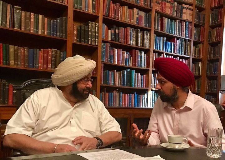 U.K. MP Tanmanjeet Singh Dhesi (right) meeting with Chief Minister of Panjab Captain Amarinder Singh (courtesy of Facebook)