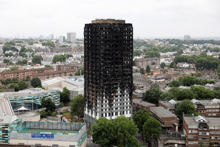 The burnt-out shell of Grenfell Tower following the fire