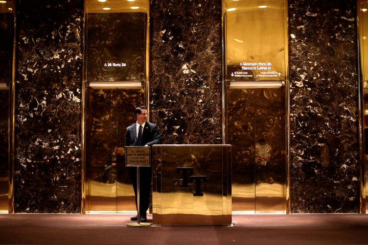 Trump Tower features four gold lifts 