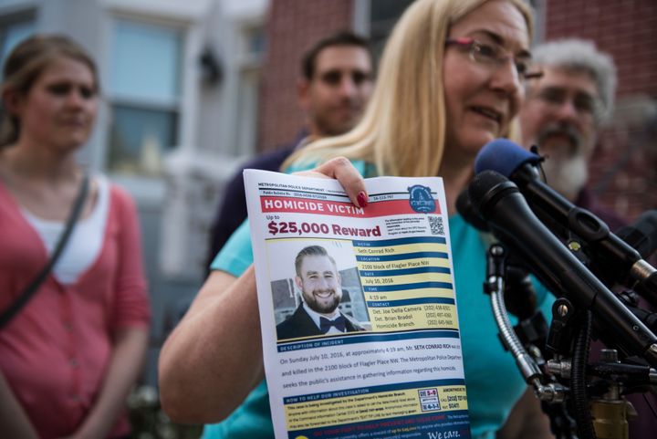 Mary Rich, the mother of slain DNC staffer Seth Rich, gives a press conference in Bloomingdale in August 2016