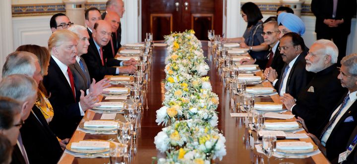 Trump entertaining Indian Prime Minister Narendra Modi at a White House dinner 