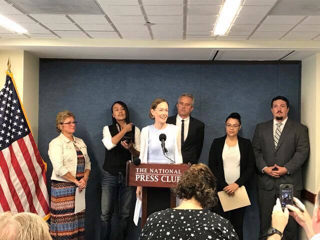 Mary Anne Hitt speaks at a press conference urging the EPA to not delay clean water standards.