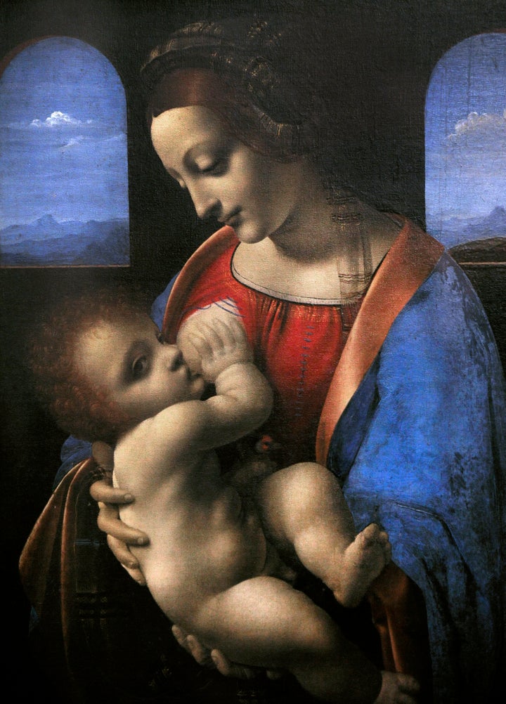 Leonardo da Vinci (1452-1519). Italian polymath. High Renaissance. Florentine School. Madonna and the Child (The Litta Madonna), middle of the 1490s. Tempera on canvas transferred from panel. The State Hermitage Museum, Saint Petersburg, Russia.