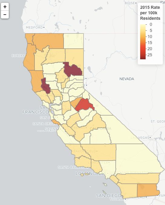 California Opioid Overdose Deaths in 2015