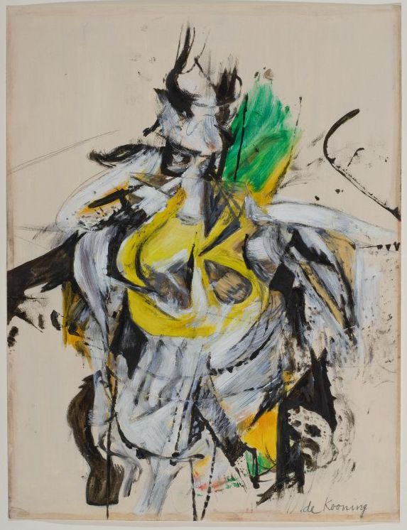<p>Willem De Kooning, <em>Untitled (Standing Woman),</em> (1951-52), Oil Enamel, Charcoal and Collage on Cream Paper, <em>Gift of Herman and</em> <em>Wendy Klarsfeld, 2007.13.03</em> </p>