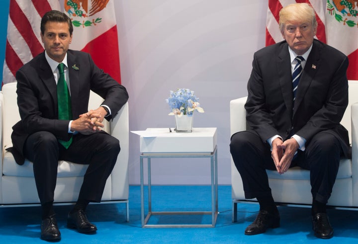 President Donald Trump and Mexican President Enrique Pena Nieto hold a meeting on the sidelines of the G-20 Summit in Hamburg, Germany, on July 7, 2017.