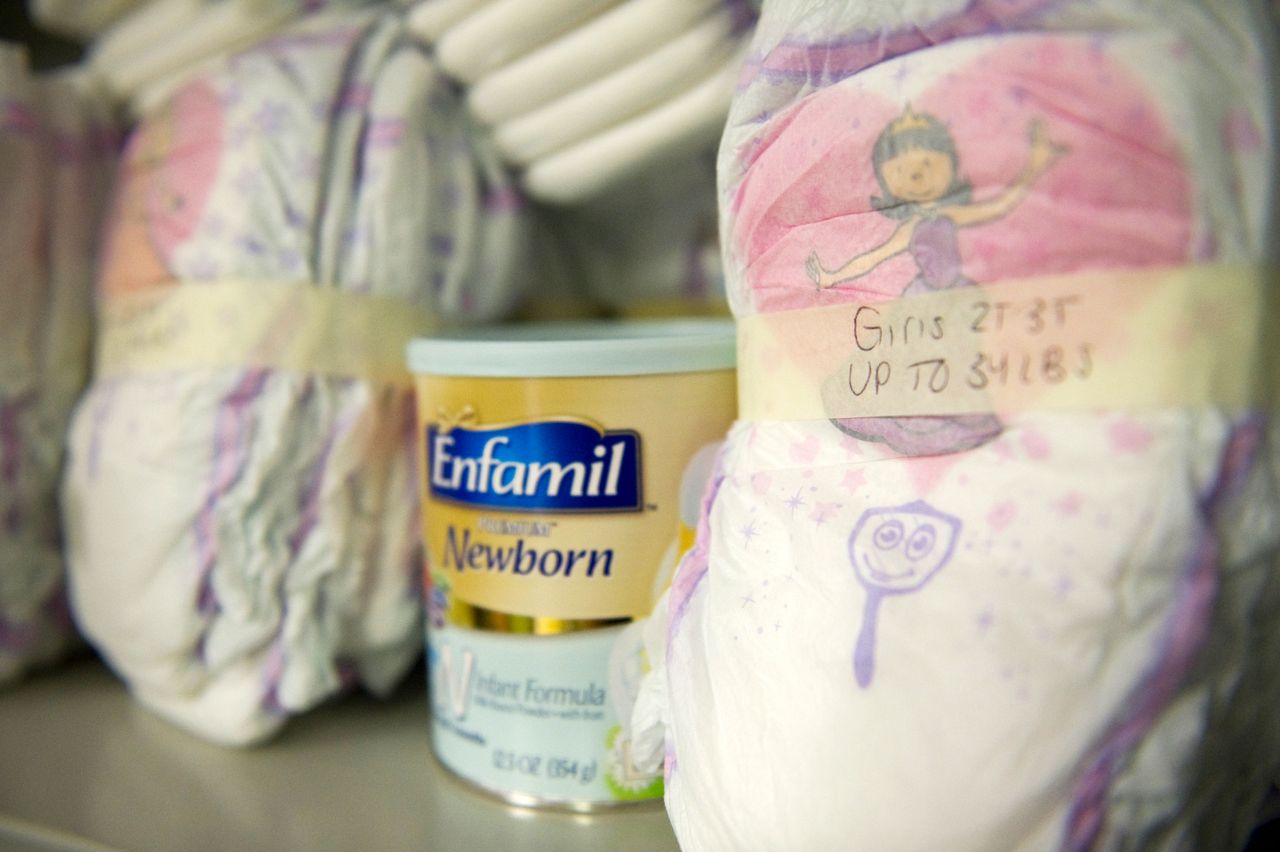Diapers and baby formula are donated during the annual Christmas Collection at the Charles County Children's Aid Society in Waldorf, Maryland.