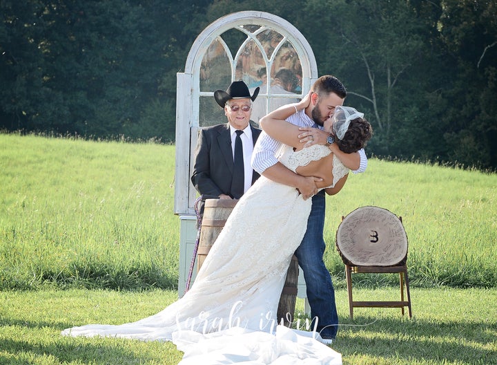 A photo of Pawpaw officiating the bride's sister's wedding in 2015.