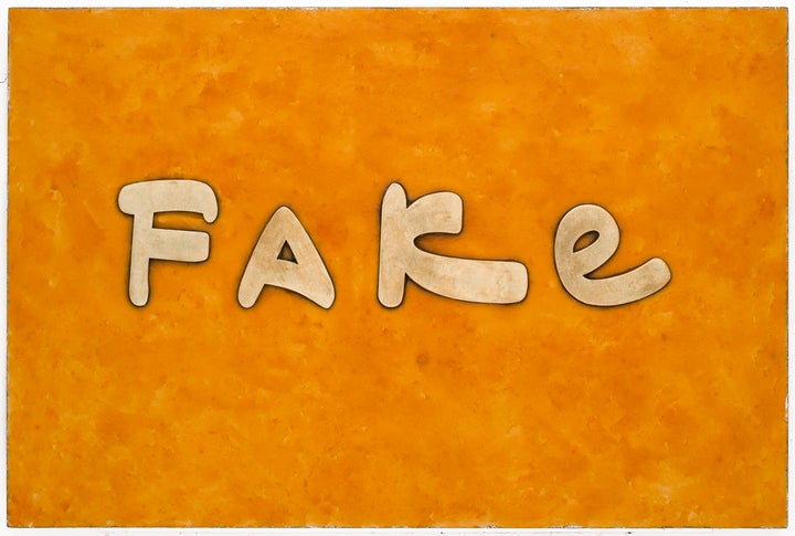 <p><em>Fake</em>, 2017, Cheetos, fake gold, acrylic on board, 20”x30”</p>