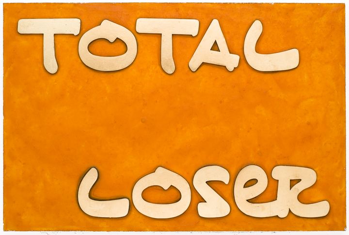Total Loser, 2017, Cheetos, fake gold, acrylic on board, 20”x30”