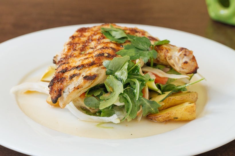 Pair the lemon chicken with the blueberry waffle and you’ll be in heaven. This perfect portion is under 500 calories but pack