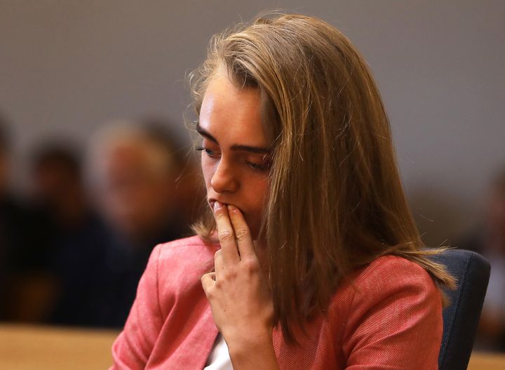 Michelle Carter listens to the prosecution's opening statement in Bristol County Superior Court in Taunton, Massachusetts on June 6.