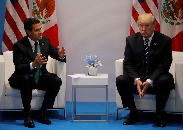 President Donald Trump and Mexican President Enrique Pena Nieto hold a meeting on the sidelines of the G-20 Summit in Hamburg, Germany, on July 7, 2017.