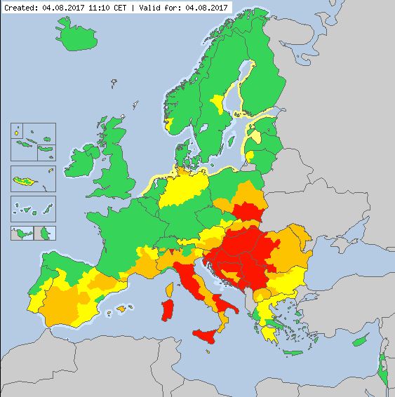 Meteoalarm has issued 11 'code red' weather warnings across Europe 