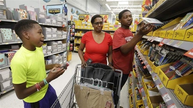 Shoppers in Texas look at school supplies. Texas still has a sales tax holiday, but other states have scrapped theirs or cut them back in recent years.