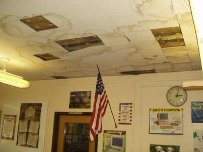 Mold damaged classroom.