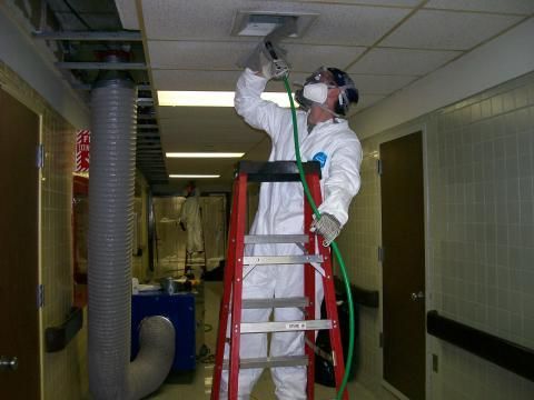 Asbestos being removed from Lincoln High School, Lincoln, RI.