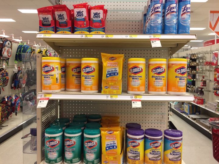 Disinfecting wipes, commonly used improperly in classrooms.