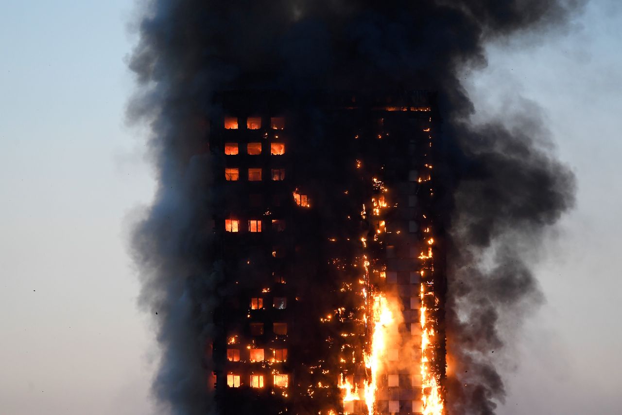 Flames engulfed Grenfell Tower in June, killing at least 80 people.