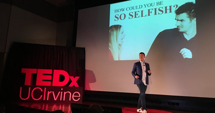 Leonard Kim speaking at TEDxUCIrvine’s The Pursuit of Greatness about Why You Should Let Your Fears Guide You