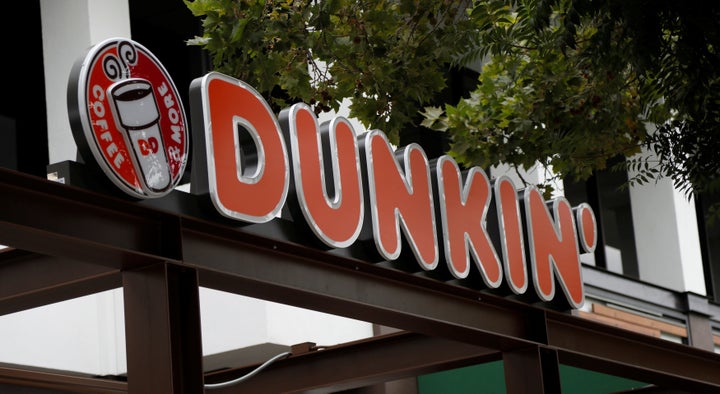 The sign of a Dunkin' store, the first since a rebranding by the Dunkin' Donuts chain, is pictured ahead of its opening in Pasadena, California, on Aug. 2, 2017. 