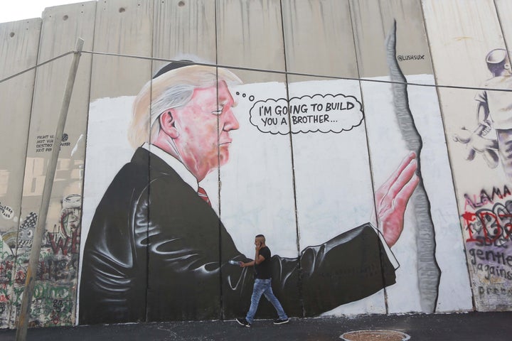 West Bank Street Art Mural Trolls Donald Trump Over Mexico Border Wall