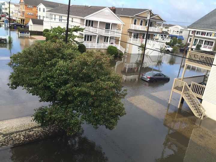 A flooded street in Ocean City, New Jersey.
