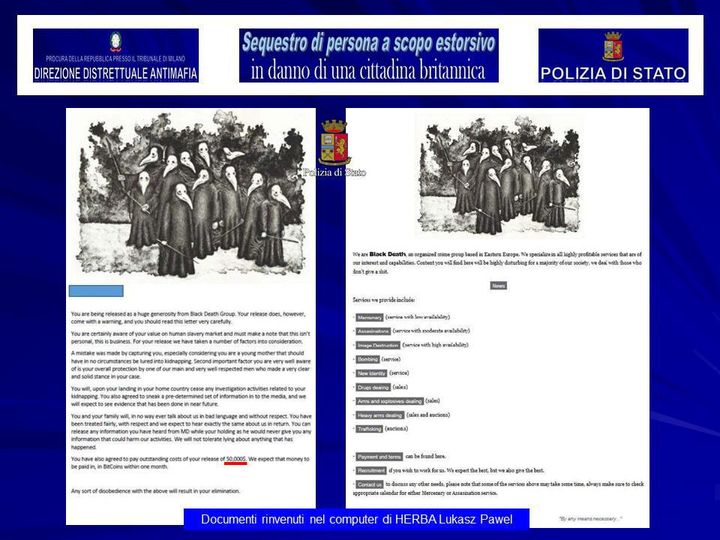 A screenshot of a 'Black Death Group' document on a laptop belonging to Herba