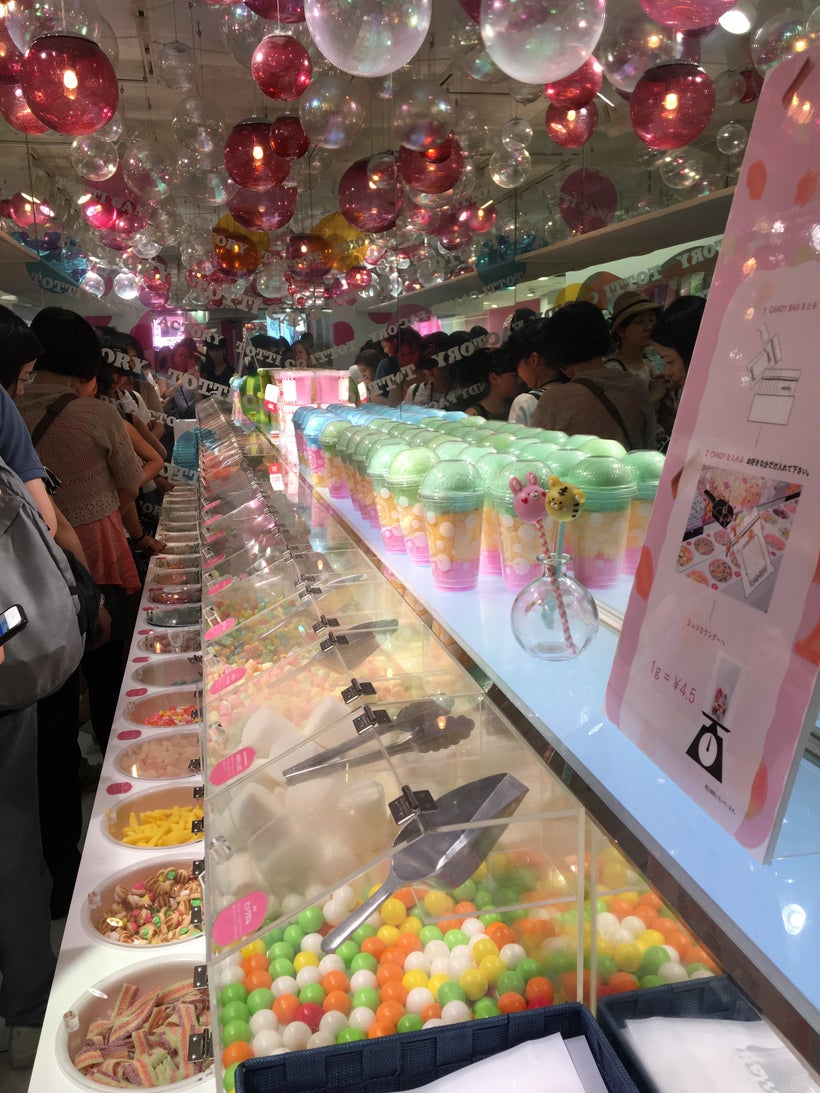 Inside Totti Candy Factory the line snakes around even more tempting sweets.