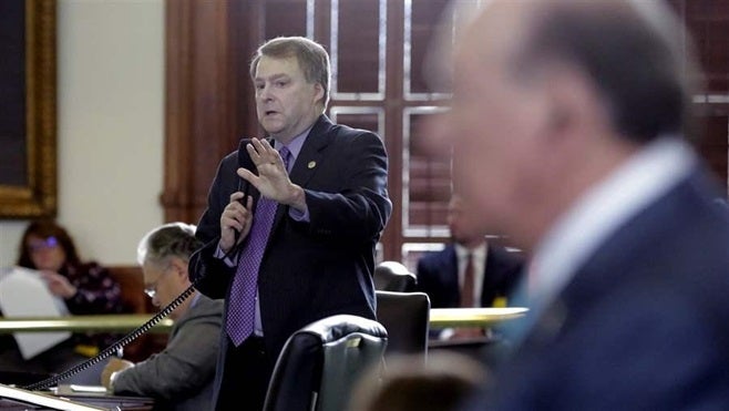 Texas state Sen. Brian Birdwell, a Republican, debates a call for a "convention of states" to amend the U.S. Constitution. Al