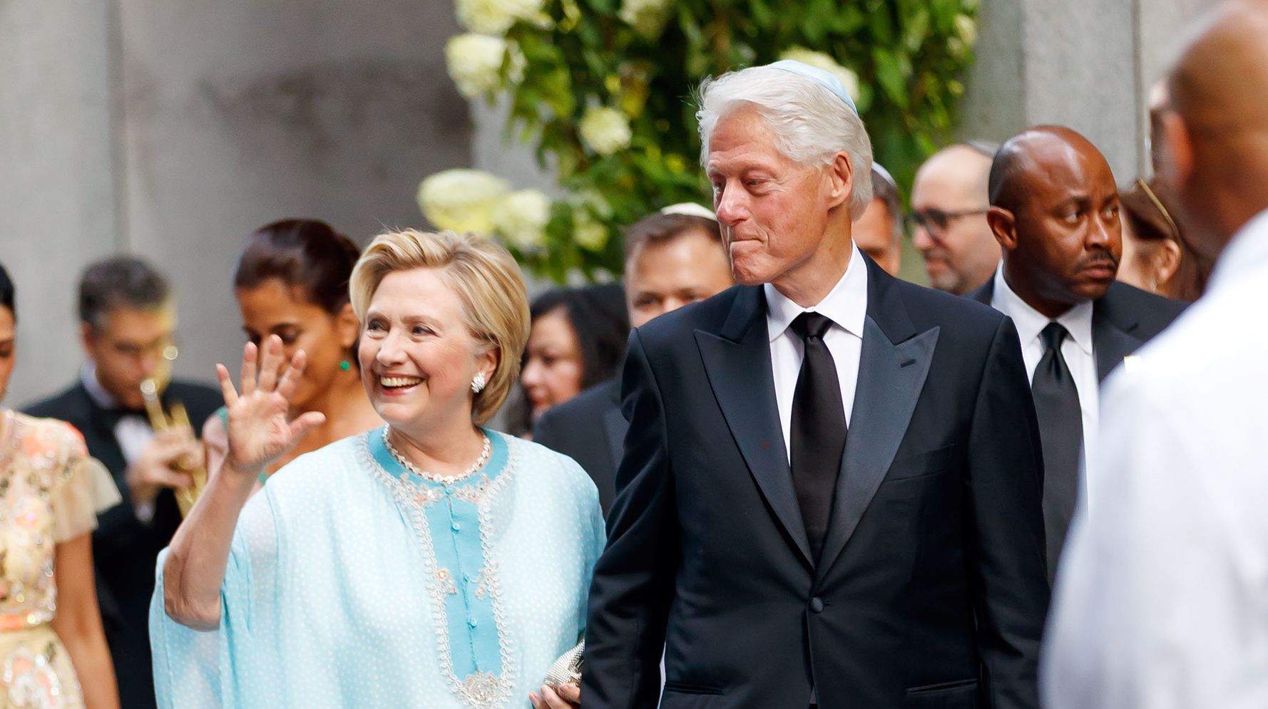 Hillary Clinton Makes Rare Appearance in Sparkling Caftan in