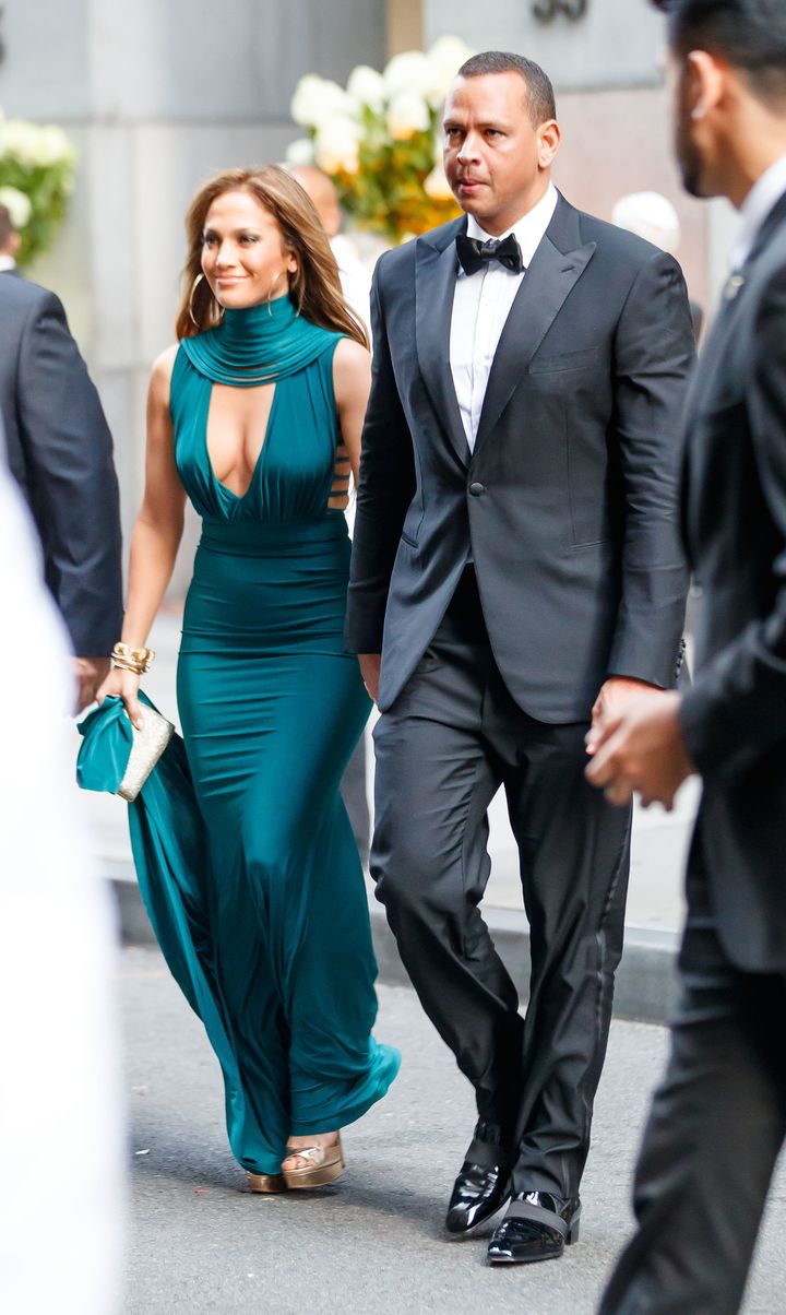 Jennifer Lopez and Alex Rodriquez at the wedding of Sophia Lasry and Alex Swieca in New York, NY.
