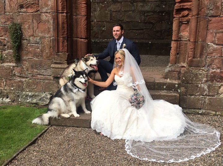 The couple chose <a href="http://www.abbeyhousehotel.com/" target="_blank" role="link" class=" js-entry-link cet-external-link" data-vars-item-name="Abbey House Hotel" data-vars-item-type="text" data-vars-unit-name="598898d9e4b07e7f2150f3df" data-vars-unit-type="buzz_body" data-vars-target-content-id="http://www.abbeyhousehotel.com/" data-vars-target-content-type="url" data-vars-type="web_external_link" data-vars-subunit-name="article_body" data-vars-subunit-type="component" data-vars-position-in-subunit="6">Abbey House Hotel</a> because it allowed their furry friends.
