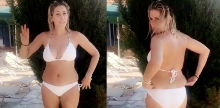 Singer and TV personality Stacey Solomon showing off her bikini body in a body-positive Instagram post. 