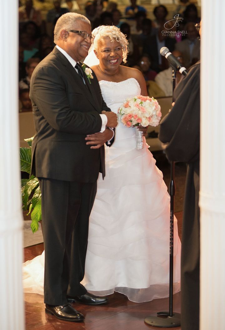 The couple married at the Huntsville church where they first met. 