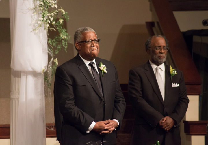 The groom got teary-eyed when he saw his gorgeous bride. 