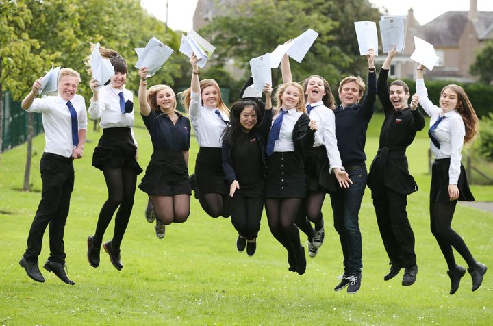 Students in Edinburgh celebrate their exam results 