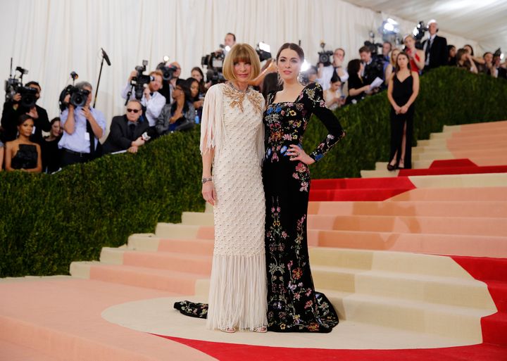 Editor-in-chief of American Vogue Anna Wintour and her daughter Bee Shaffer arrive at the Met Gala) in New York, US, on 2 May 2016.
