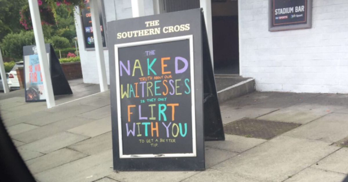 Pub Slammed For Sexist Sign Advertising Naked Waitresses Who Flirt With Customers