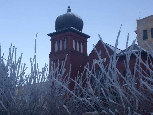 <p>Elegant and Serene: An Old Synagogue Frozen in Time on a Icy Butte Morning</p>