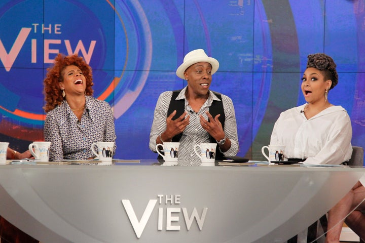 Raven-Symoné with guests Arsenio Hall and Kelis on "The View."