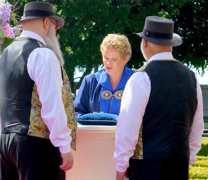 On the Friday afternoon of Pride weekend, Mayor Karin Wanngård performs marriage ceremonies for LGBTQ couples at City Hall Park.