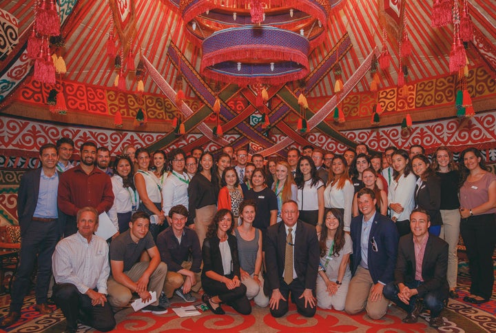 Student Ambassadors and Team USA Pavilion 2017 at Ambassador George Krol’s yurt.