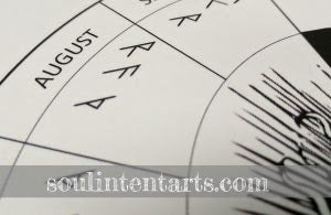 <p>The Runic Calendar - August - by S. Kelley Harrell, Soul Intent Arts, 2016</p>