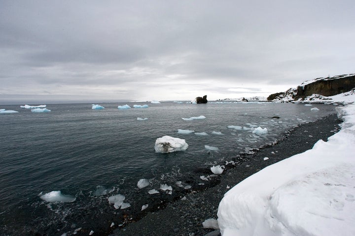 <p>A view from King George Island, Antarctica, which has been experiencing melting glaciers as a result of climate change.</p>