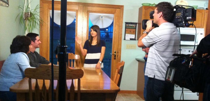 Filming TV show.