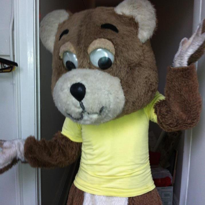 Dressing up as a teddy bear for a music video.